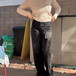 Black Pants with double button and pleats